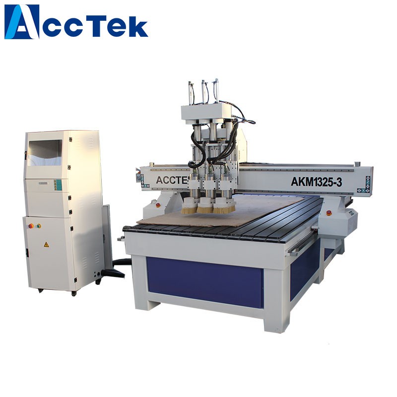 1325 High quality pneumatic 3 heads cnc router , cheap 3d cnc router with 3 spindles