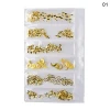 14 mixed designs gold silver nail charms alloy accessories nail art metal decoration jewelry 3d metal nail art