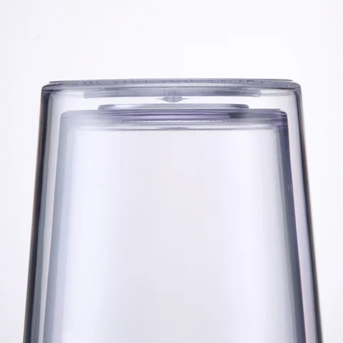 16 oz cup double wall clear plastic acrylic drinkware tumbler with hole and straw