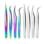 1Pcs Stainless Steel Eyelashes Tweezers Extension Tools Makeup Eyebrow Rainbow Nail Art Decoration Rhinestone Picker Manicure