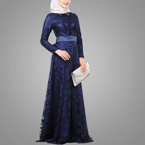 2016 Kaftan Abaya Burqa Fashion Design Lace Islamic Clothing For Woman Long Sleeves Maxi EVening Dress