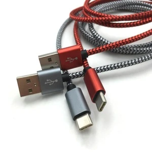 2018 Hot sell nylon braided USB A to USB C 2.4A fast charging usb 2.0 type c charger data sync cable