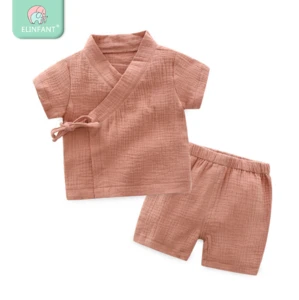2019 factory Elinfant New Design High Quality baby clothing set 2 pcs