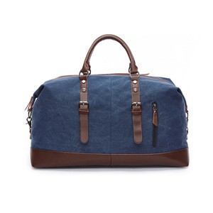 2019 Vintage cotton wholesale duffle bag custom oem weekend bag men travel canvas duffel bag