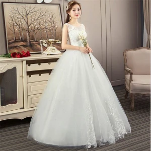 2020 Korean Vestidos De Novia Silhouette illusion neckline Wedding dress bridal ball gowns