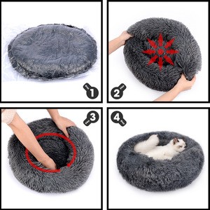 2020 Round Plush Cat Bed For Cats House Pet Bed basket Animals products sofa Long Dog Cushion Mat For Pets