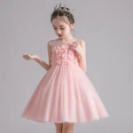 2020 summer sleeveless dress Stereoscopic flower vest skirt children's wedding dress Children's Wear Girls dress