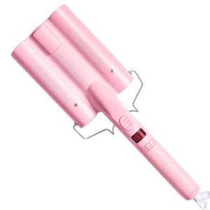 2020Anti-scald 32mm 3 Barrel Curling Iron Wand Hair Crimper with LCD CeramicTourmaline Triple Barrels Hair Waving Styling Tools