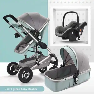 2024 Deluxe 3-in-1 Foldable Baby Stroller Combo Car Seat Travel System Custom Made Baby Carriage