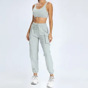 2024 new design clothing yoga outfit pants sports suit crop top vest run sport set for women