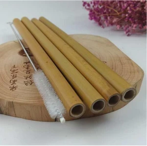 20cm organic material bamboo straw pollution-free straws paper hot sale biodegradable bubble tea straw
