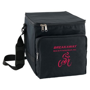 24-can Large Insulated Cooler Bag - features large front zipper pocket, adjustable shoulder strap and comes with your logo.