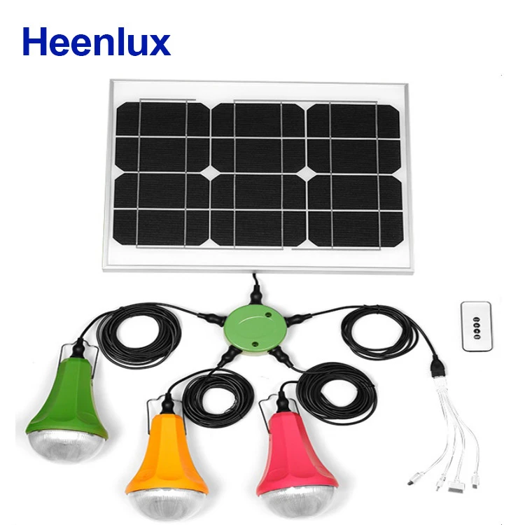 25w solar panel with cable single crystal 3 bulbs + USB charging cable + 1 remote control 3 5m light cables solar lights outdoor