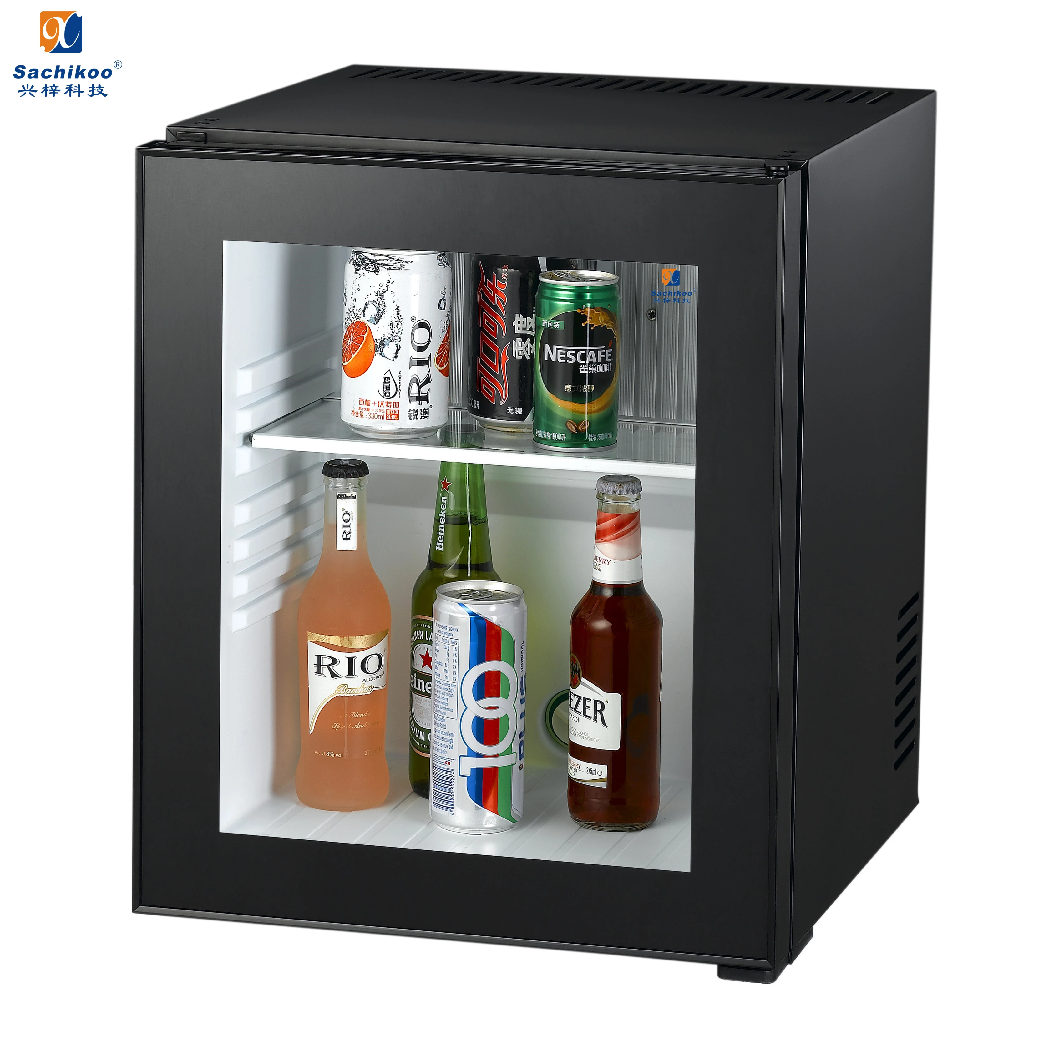 30 liter No noise freon-free absorption mini bar refrigerator with glass door for hotel