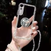 3D Handmade Crystal Clear Bling Shiny Rhinestone Protective Clear Plastic Case/Neck Strap For Apple Iphone XS MAX Case