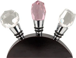 3Pieces zinc alloy and crystal wine bottle stopper set
