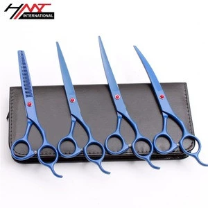 4 Pieces Barber Scissor Set Hair Scissor For Salon Cutting Scissor Upward Curved,DownWard Curved,Straight &amp; Thinning Scissor