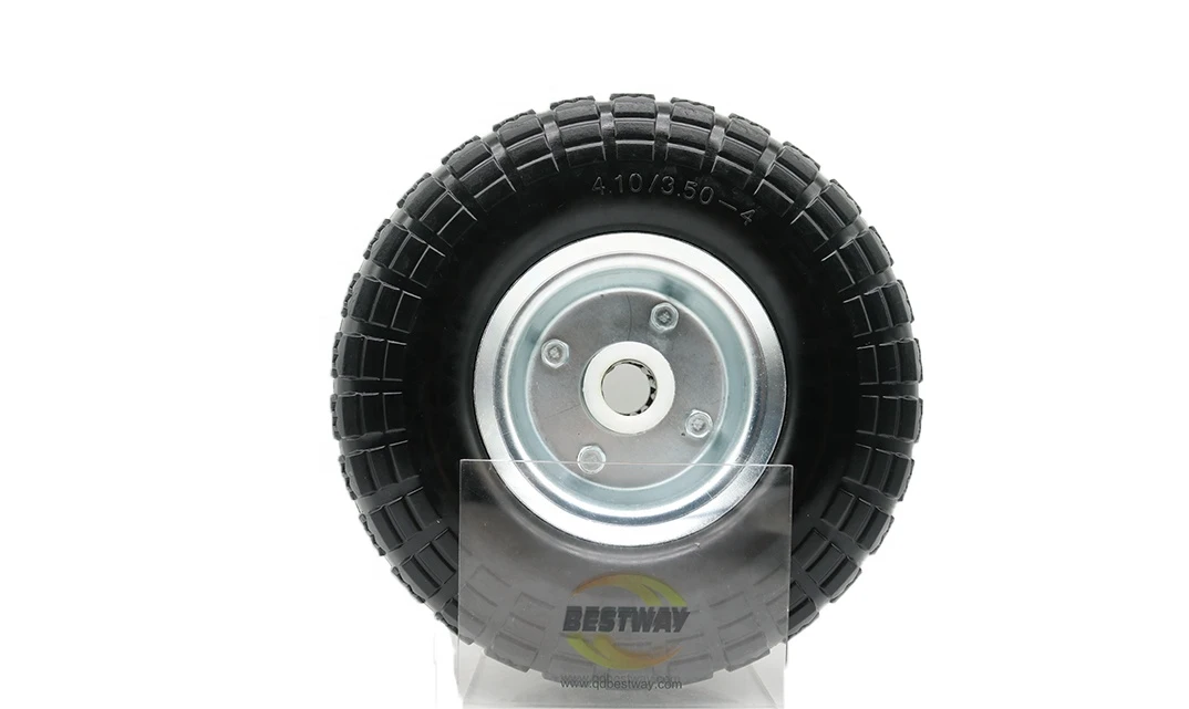 4.10/3.50-4 solid tire wheel, Puncture proof tire, Flat free tire wheel