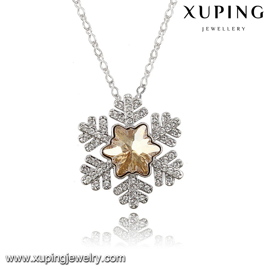 43219-fashion jewelry manufacturer crystals snowflake necklace