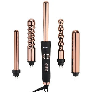 5 in 1 Hair Rollers Ceramic Interchangeable Magic Curler Crimper Styling Tools Hair Curling Irons for Hair