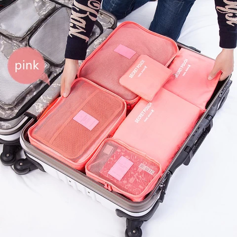 6 PCS set packing cubes travel organizer storage bag