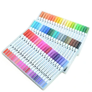 60 Colours Dual Tip Art Marker including 2mm flexible brush tip and 0.4mm extra fine tip