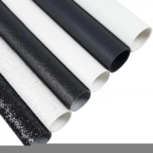 6pcs/set white and black Mix Material Custom Printed Faux Vinyl PU Leather Fabric Sheets Set