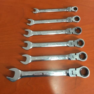 6pieces flexible head combination ratchet wrench spanner sets with plastic holder