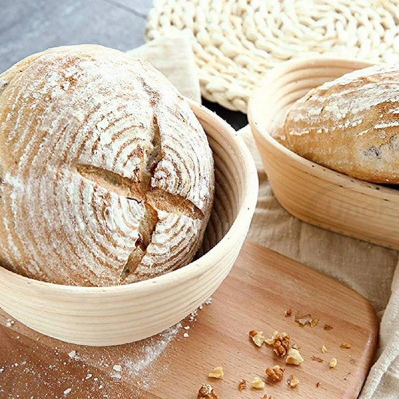 9inch Round Oval Natural Rattan Fermentation Basket Bread  Dough Wicker Rattan Mass Proofing Proving Baskets Rattan DIY Tool