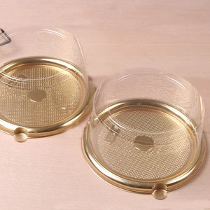 Accept custom 5 inch gold bottom and clear lid 	cakes and pastries packaging plastic box round box round cake box for cake