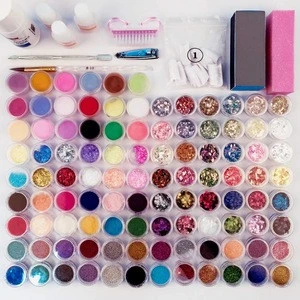 Acrylic Nail Art Shinny Glitter Kit,102 Colors Acrylic Powder Nail Sequins,Nail Flowers Monomer and other Basic Nail Art Tools,