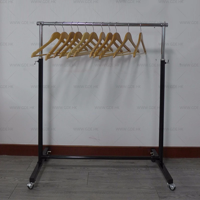 Adjustable height metal chrome clothing display rack