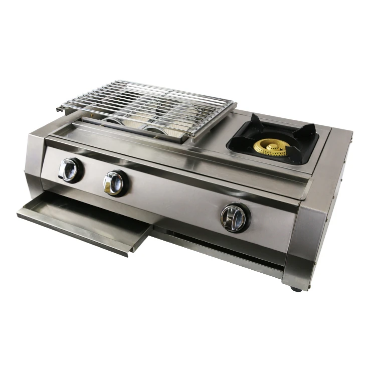 Adjustable stainless steel built in gas grill smokeless gas stove top grills