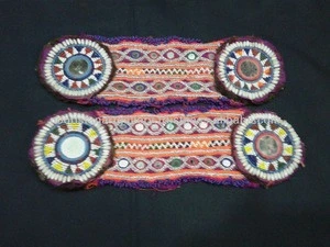 Afghan tribal beaded kuchi belt with guls