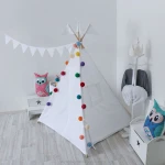 AIYOU pure white color four poles Kids Play Tent Indian Teepee Children Playhouse
