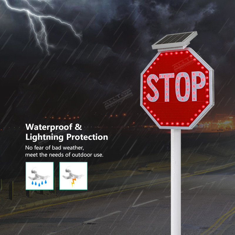 Buy Alltop Outdoor Flashing Solar Led Road Safety Traffic Stop ...
