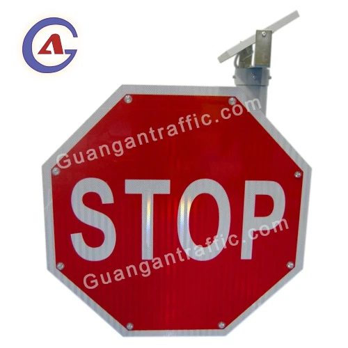 aluminum board road safety octagon traffic sign solar powered led blinking stop sign