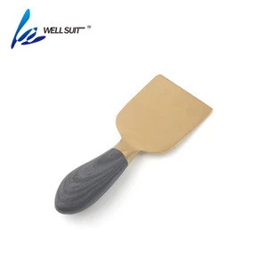 Amazon hot-selling custom wholesale titanium plating blade wooden handle cheese knife set