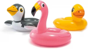 Animal Head Split Ring Pool Floats Bundle Includes Frog, Duck, Penguin, Giraffe, Frog, Pengu
