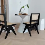 Atunus Dining Room Solid Wood Modern Cane Black Nature Rattan Cafe Dining Chairs