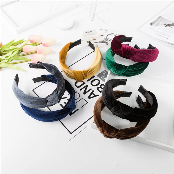 Autumn and winter Korean version of the new gold velvet headband headband knotted women&#x27;s headwear