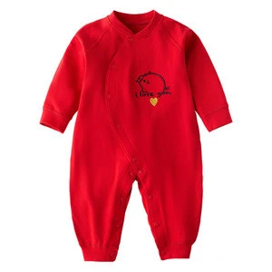 Baby clothes winter clothing men and women baby climbing clothes newborn autumn and winter red jumpsuit New Year happy
