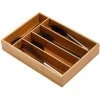 Bamboo Drawer Organizers Kitchen Silverware Organizer with 5 Compartments, Flatware Drawer Organizer Tray