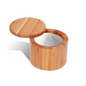Bamboo Kitchen  Salt Box Spice Jar Wood Seasoning Storage Container with Lid