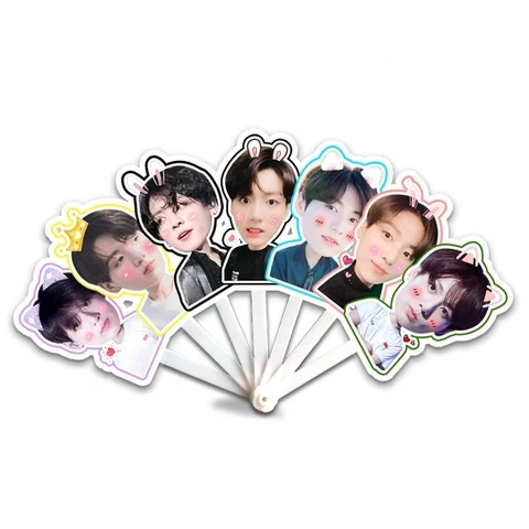 Bangtan Boys Wholesale Kpop Cartoon Cute Bangtan Boys Folding Fan Plastic Fan
