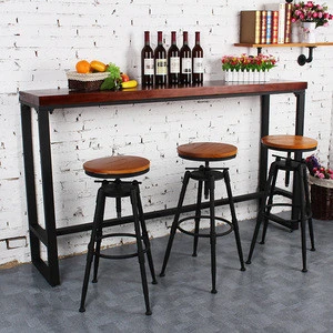 Bar Counter Round Metal Bar Stool Kitchen High Stool Wooden / Pu Leather Seat Chair
