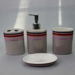 Bathroom Accessory Set. Classic French Provincial 4 Piece Bath Gift Set includes liquid soap/lotion dispenser, toothbrush holder