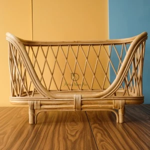Beautiful doll houses furniture rattan baby doll crib also miniature bed for doll