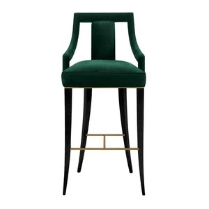Bespoke Birch Wood Leg Luxury Cotton Velvet Bar Chair