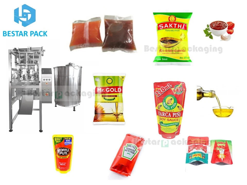 Bestar Packaging machine with food grade piston pump filler for liquid,juice,syrups,sesame oil,shrimp paste in oil